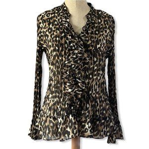 Style & Co Crinkled Ruffled Button down